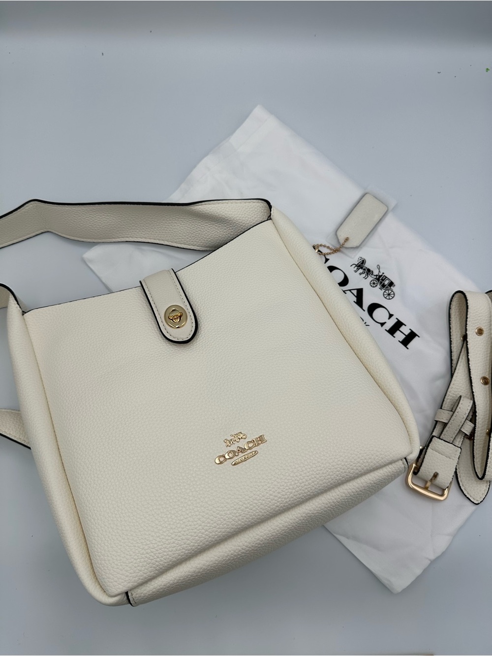 Coach Hadley Convertible Crossbody Bag CW002 Chalk White Leather Gold NWT
